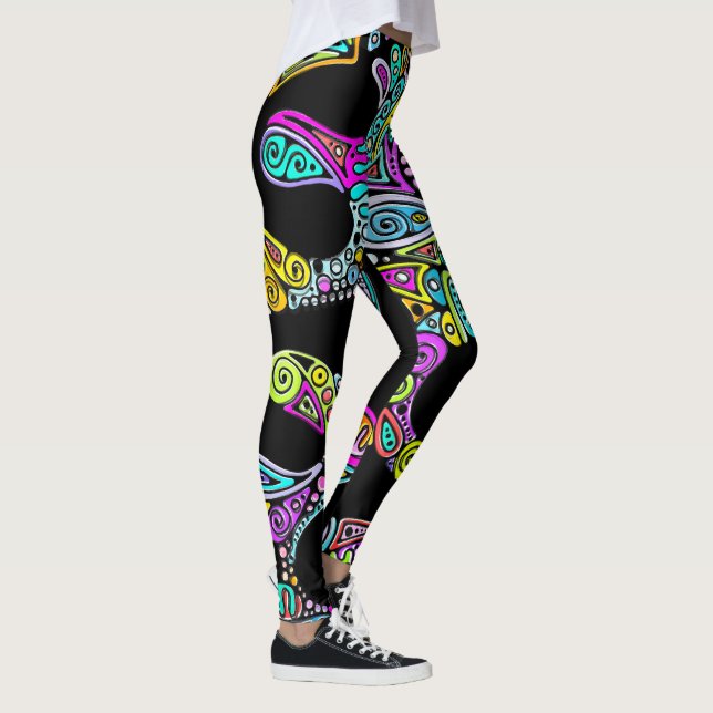 Legging Arte de Padrão Pintado à Mão e Digitalmente 28 (Direita)