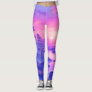 Legging Arte de Paisagem Roxa