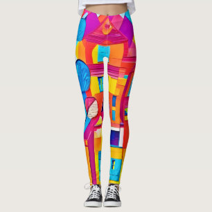 Legging Arte de Paisagem Urbana Vibrante Sonho