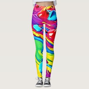 Legging Arte de Pintura Vibrante Giratória