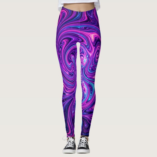 Legging Arte de Redemoinho Cósmico Neon (Frente)