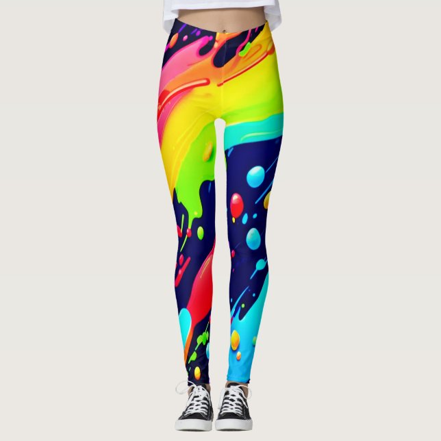 Legging Arte de respingo de arco-íris (Frente)