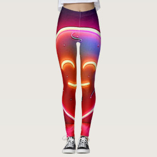 Legging Arte de Rosto Feliz com Brilho Neon