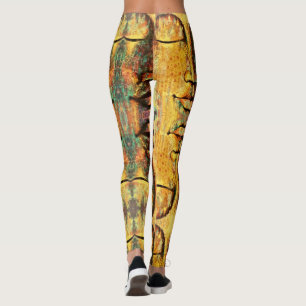 Legging Arte de Rosto Multicolorido Abstrato