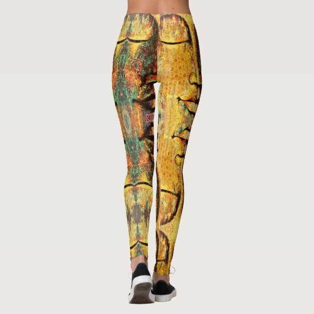 Legging Arte de Rosto Multicolorido Abstrato (Verso)