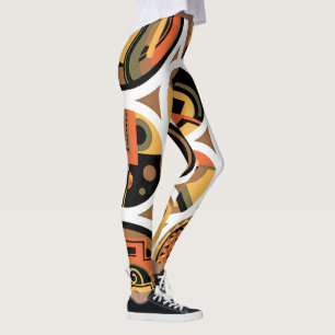 Legging Arte Deco Vintage Pochoir Jazz Círculos Geométrico