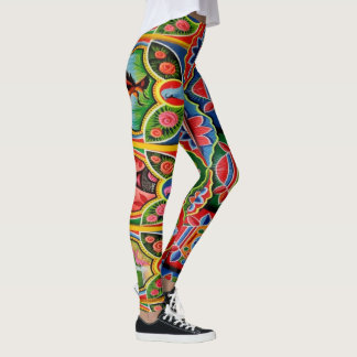 Legging Arte do caminhão encaixada com flores e caneleiras