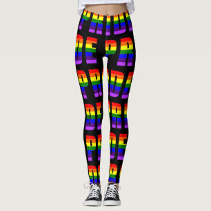 Legging Arte do Orgulho Arco-Íris a Preto Personalizado