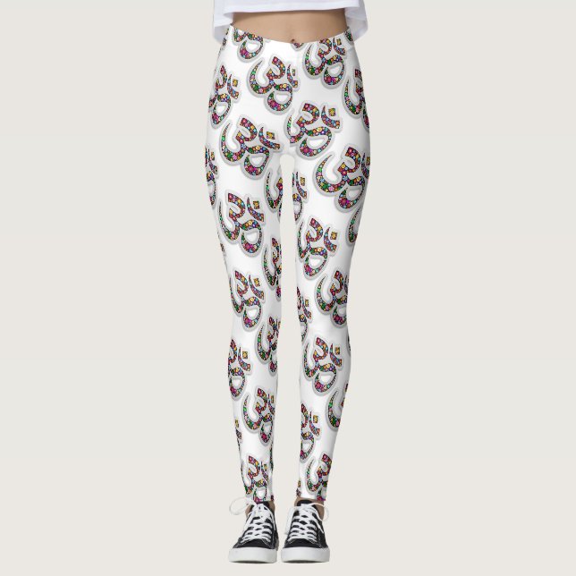 Legging Arte do Símbolo Floral Namaste (Frente)
