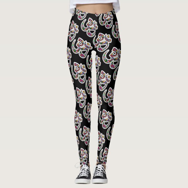 Legging Arte do Símbolo Floral Namaste (Frente)