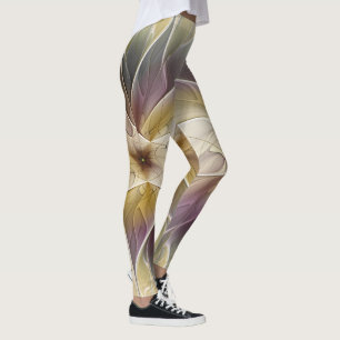 Legging Arte Dourado do Fractal do abstrato da beringela