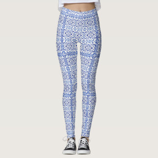 Legging Arte em Azulejo Azul Português