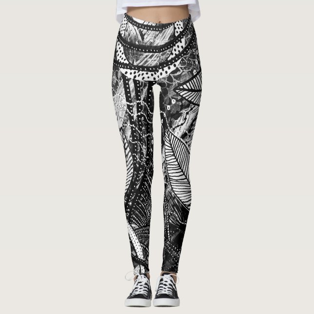 Legging Arte em Camadas Preto e Branco Almost Everywhere 1 (Frente)