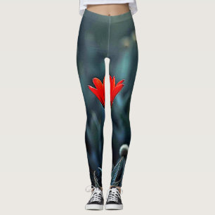 Legging Arte Flor Vermelha Noite Escura Solidão