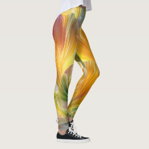 Legging Arte Floral Abstrata com Pétalas Amarelas