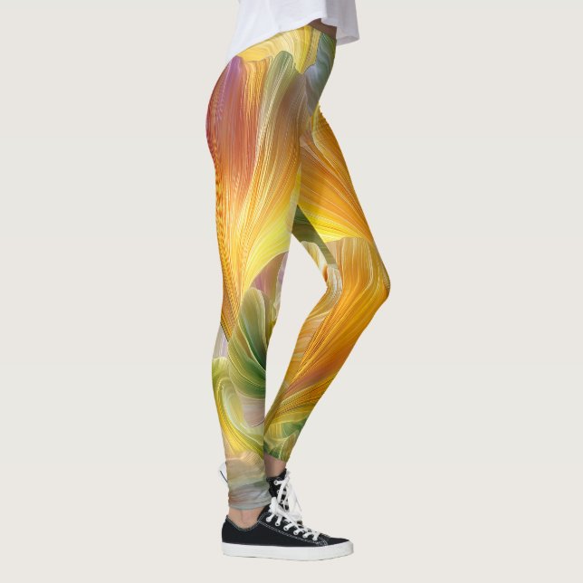 Legging Arte Floral Abstrata com Pétalas Amarelas (Direita)