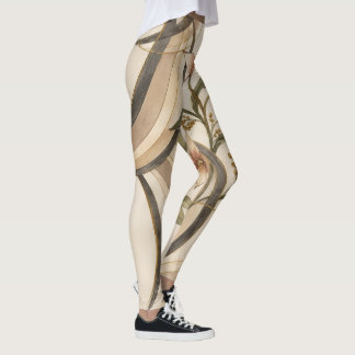Legging Arte Floral Abstrata Terrosa & Caligrafia Linhas P