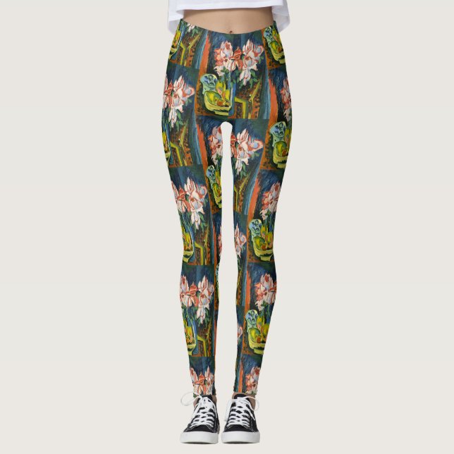 Legging Arte Floral Expressionista de Rosas Rosa Kirchner (Frente)