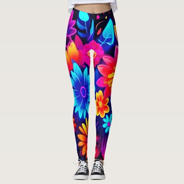 Legging Arte Floral Neon Vibrante (Frente)