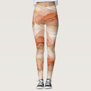 Legging Arte Fluida com Acento Dourado - Mármore Siena (1)