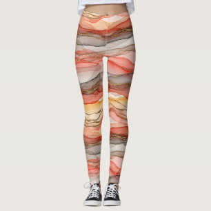 Legging Arte Fluida com Acento Dourado - Mármore Siena (5)