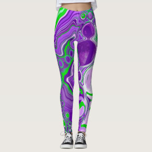 Legging Arte Fluida Marble Roxo e Verde limão
