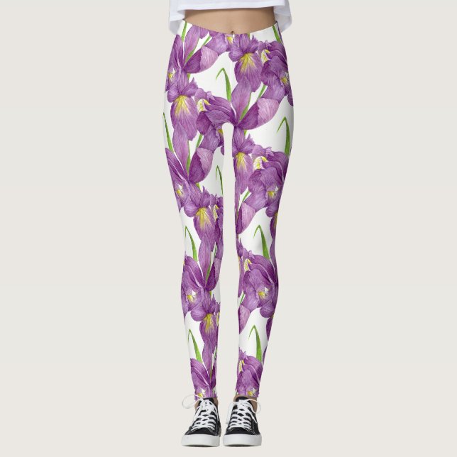 Legging Arte Foral Botânica Roxa Iris (Frente)