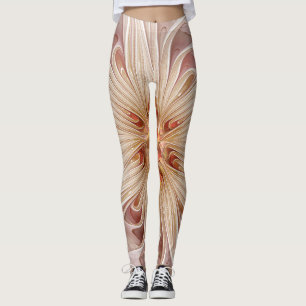 Legging Arte Fractal do Pastel de Pêssego abstrato Moderno