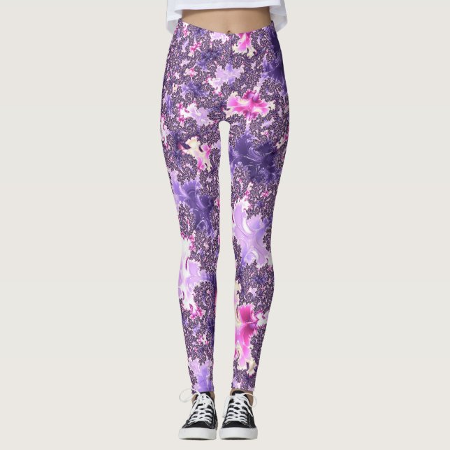 Legging Arte fractal espiral pastel groovy boho funky trip (Frente)