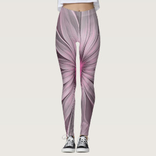 Legging Arte Fractal Floral de Ameixa Abstrata Flor Fantas