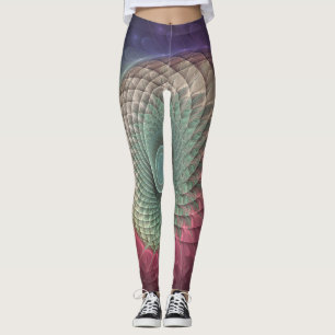 Legging Arte Fractal Moderna Colorida abstrato Snail