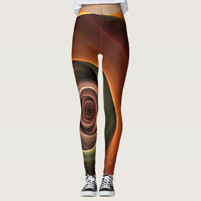 Legging Arte fractal moderna em cores quentes abstratas em (Frente)