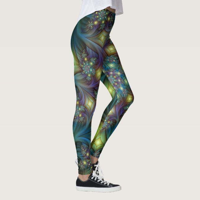 Legging Arte Fractal Roxa Roxa Abstrato brilhante iluminad (Direita)