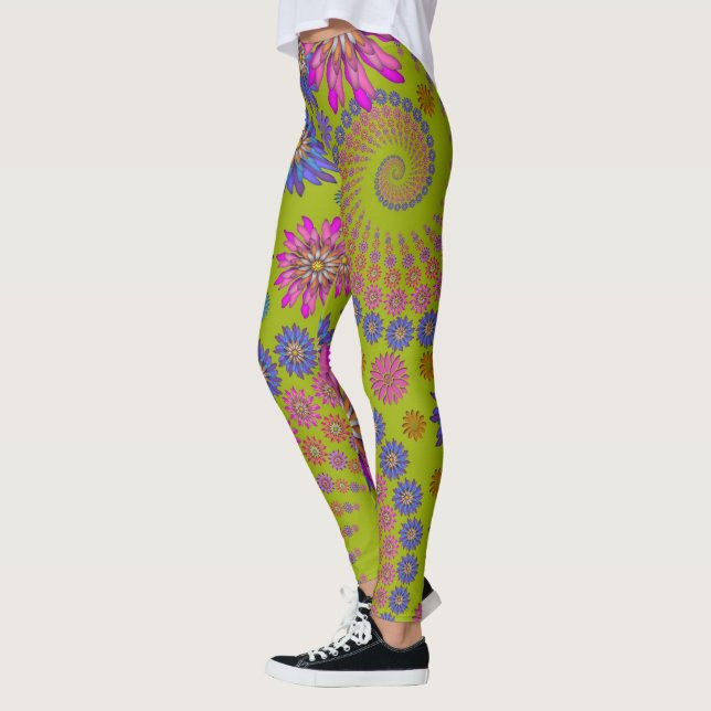 Legging Arte Geométrica de Fractais Divertidos Flores Hipp (Esquerda)