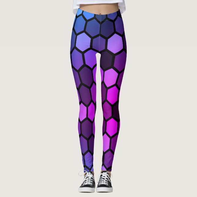 Legging Arte geométrica mínima hexagonal moderna (Frente)