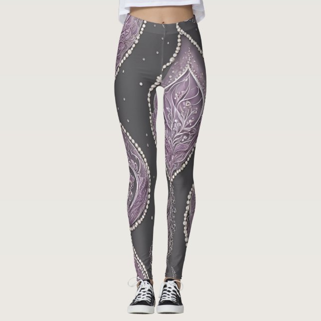 Legging Arte IA das Pérolas Escuras (Frente)