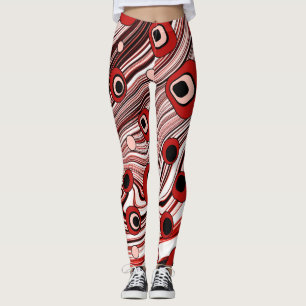 Legging Arte ondulada branca e vermelha