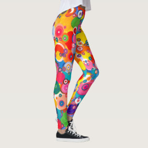 Legging Arte Original Colorida de Círculos Felizes
