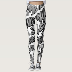 Legging Arte Pop de Quadrinhos Preto e Branco com Sons
