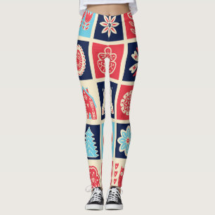 Legging Arte popular escandinava: floral vintage.