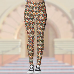 Legging Arte Retro Deco Jazz Age Cores Largadas Laranja Do