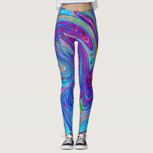 Legging Arte retrógrada Abstrato de Groovas Azul, Rosa e P