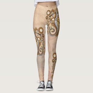 Legging Arte Surrealista Vintage de Cavalo-Marinho Steampu