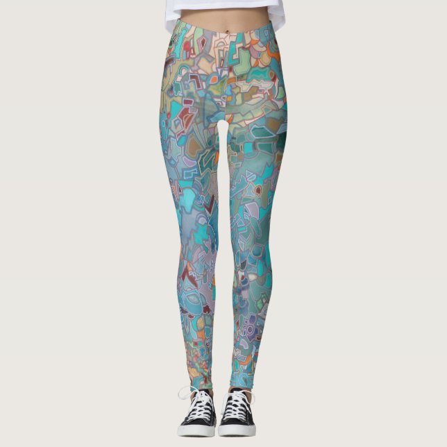 Legging Arte tipo mosaico abstrato (Frente)