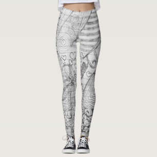 Legging Arte tirada mão do Doodle do lápis no papel