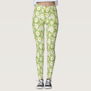 Legging Arte Vetorial de Margarida Fresca de Primavera