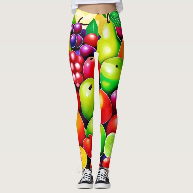 Legging Arte Vibrante de Frutas Mistas (Frente)