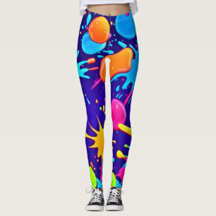 Legging Arte Vibrante de Salpico de Tinta Neon