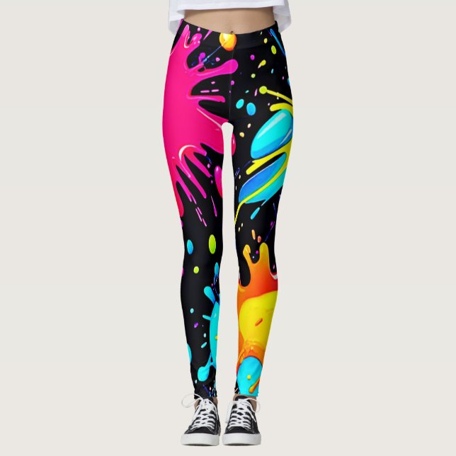 Legging Arte Vibrante de Salpicos de Tinta Explode (Frente)