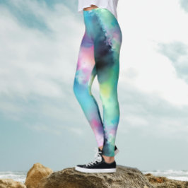 Legging Artes Coloridas Luzes da Aurora Boreal Aquarela
